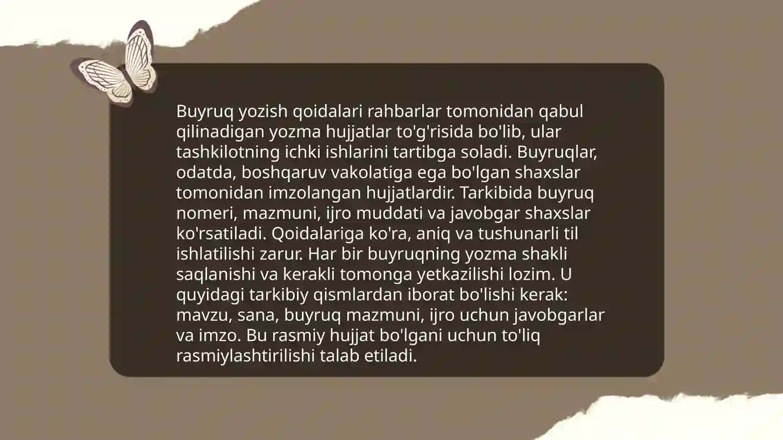 Farmoyish hujjatlari.Buyruq,Buyruqdan ko'chirma,Ko'rsatma, farmoyish Ma'lumot-axborot hujjatlari 3