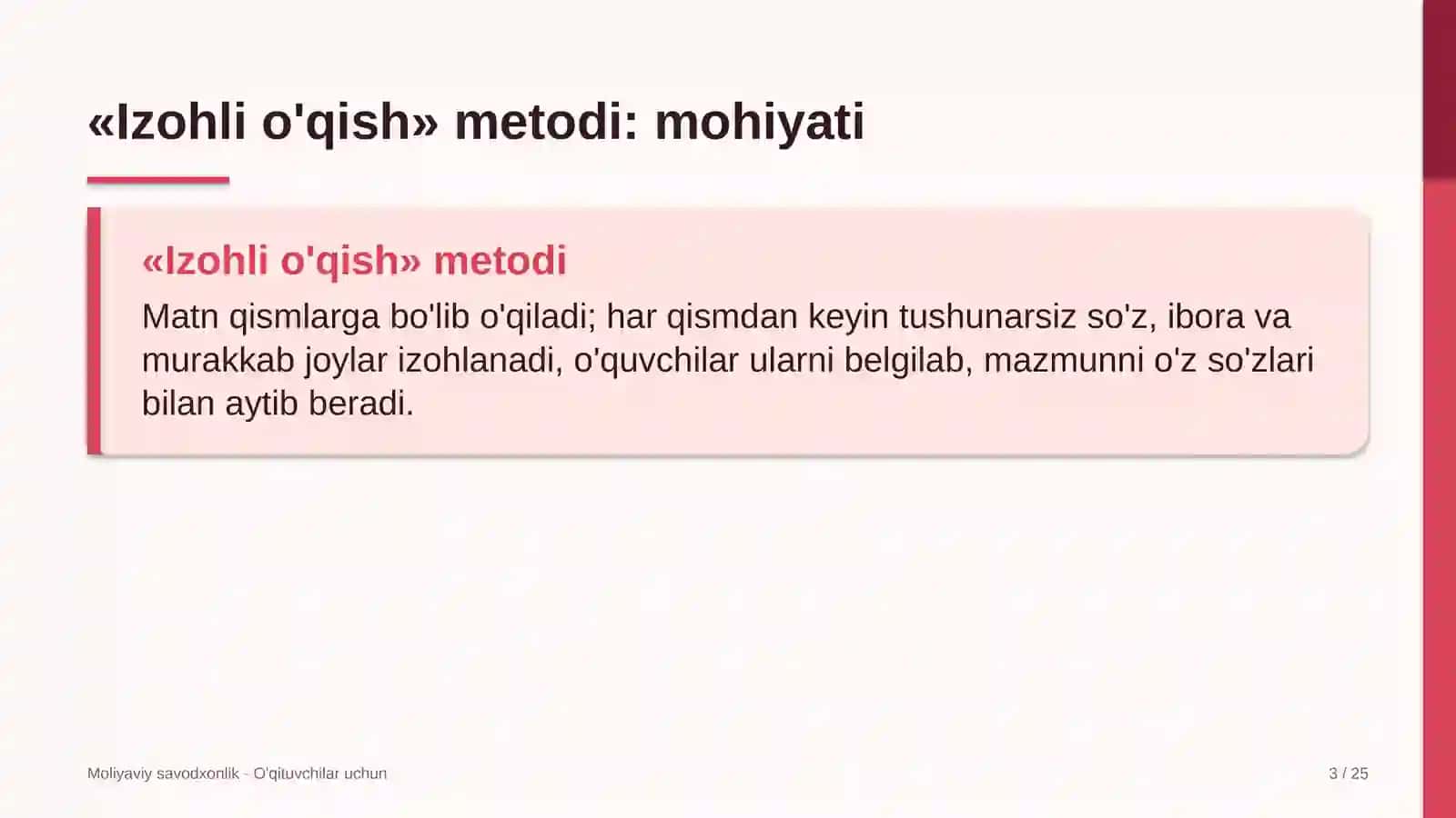 moliyaviy savodxonlik darslarida izohli o'qish metodidan foydalanish 8859 3