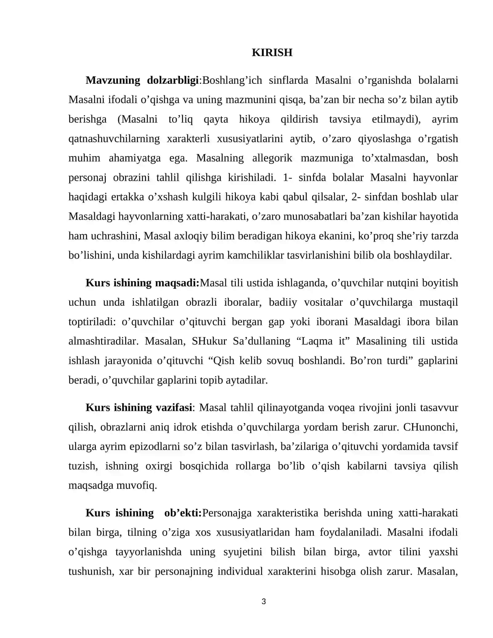 4-SINF ONA TILI VA O’QISH SAVODXONLIGI DARSLARIDA MASAL OʻTISHDA INNOVATSION PEDAGOGIK TEXNOLOGIYALARDAN FOYDALANISH METODIKASI 3