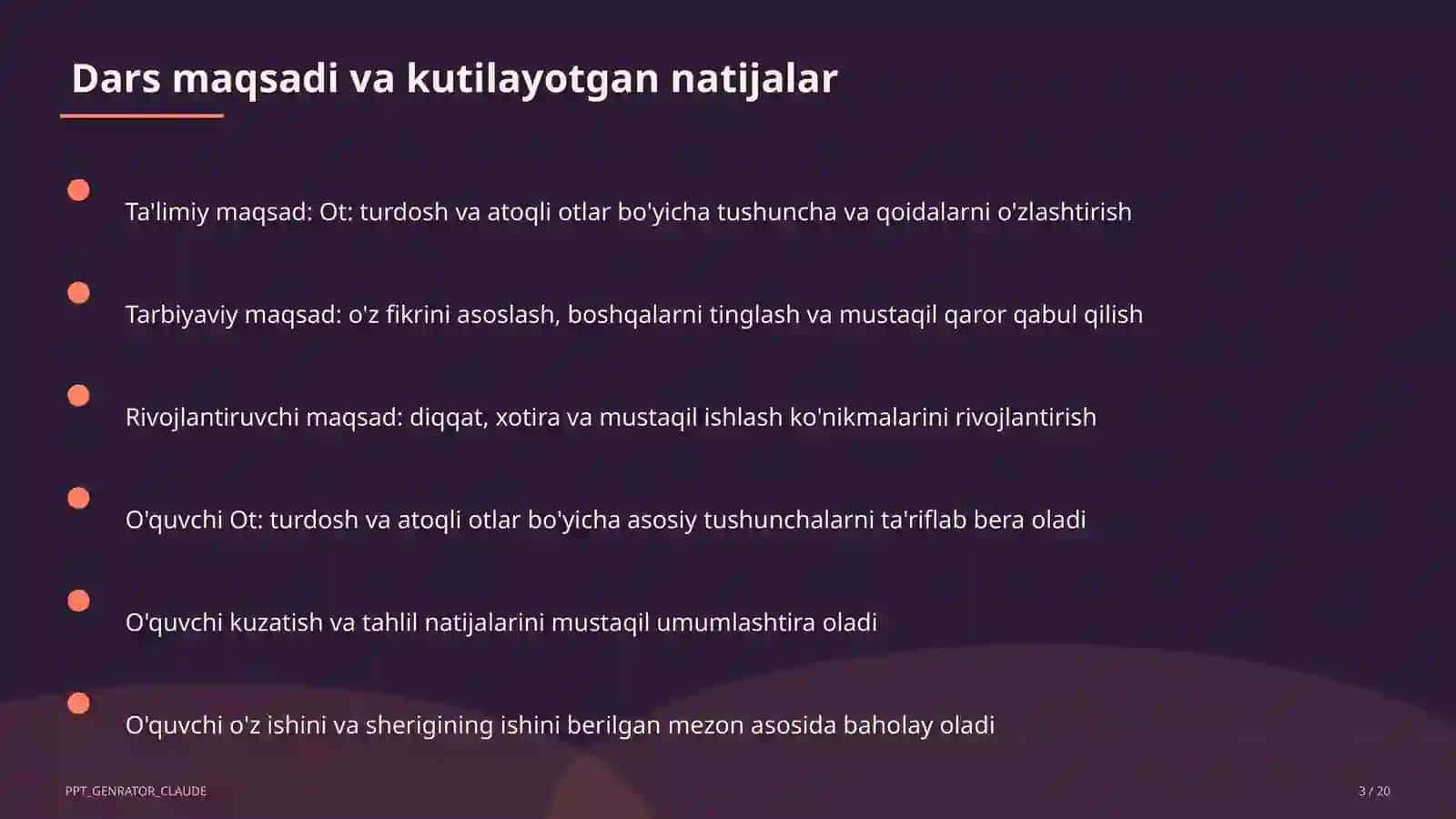 Ona tili (5–11) — takrorlash darsi uchun 3