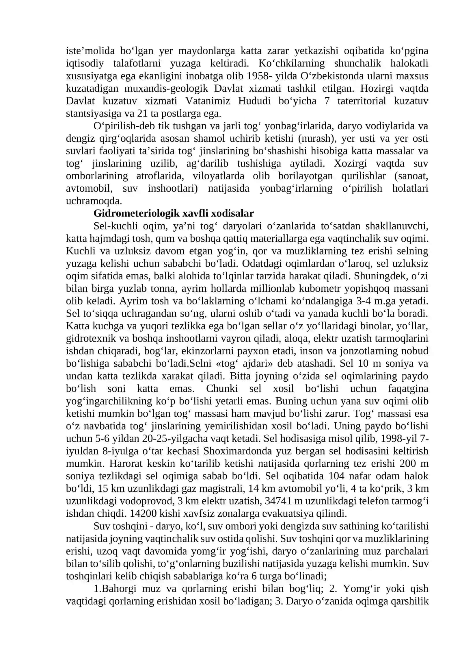 Tabiiy xususiyatli favqulodda vaziyatlar va muhofaza tadbirlari. 3