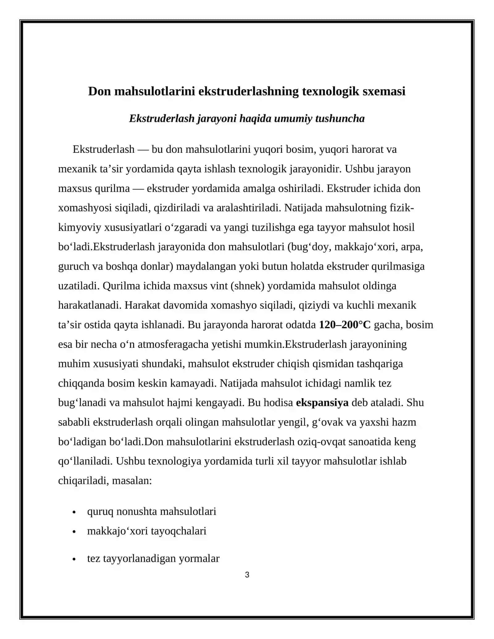 Don mahsulotlarini ekistruderlash jarayonining texnalogik sxemasi 3