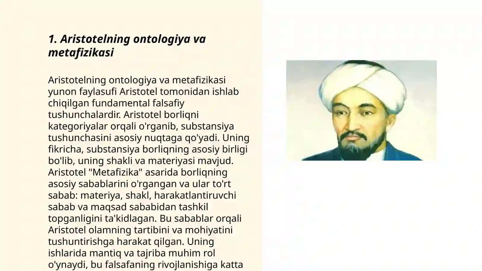 Aristotelning ontologiya va metafizikasi 3