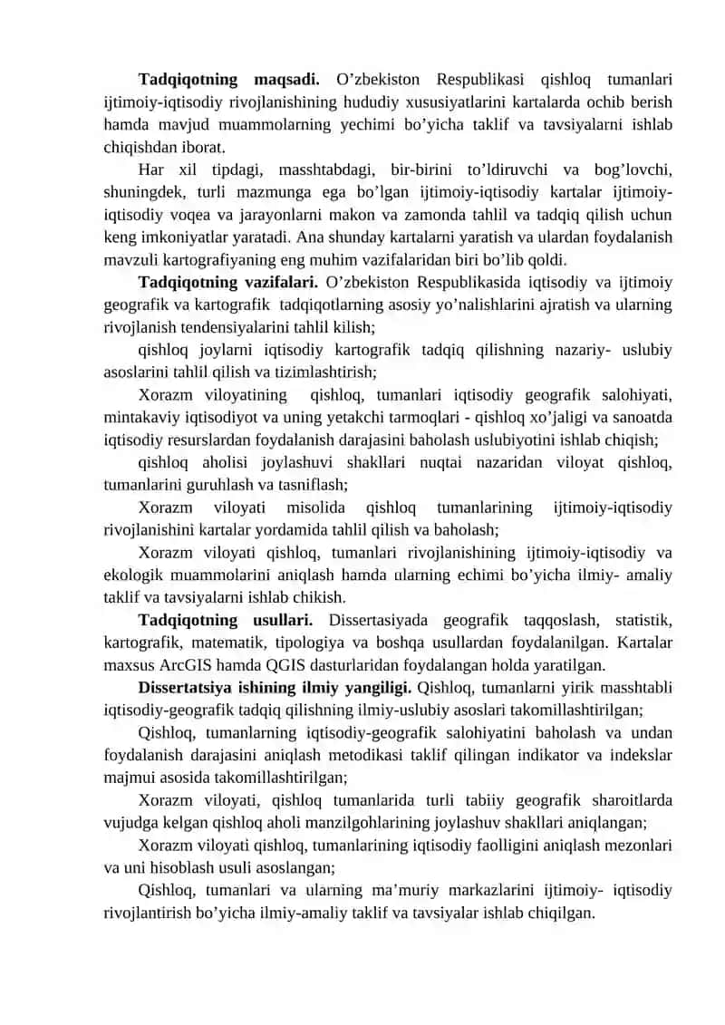 "QISHLOQ, MA’MURIY TUMANLARNING YIRIK MASSHTABLI IJTIMOIY-IQTISODIY KARTALARINI TUZISH" 3