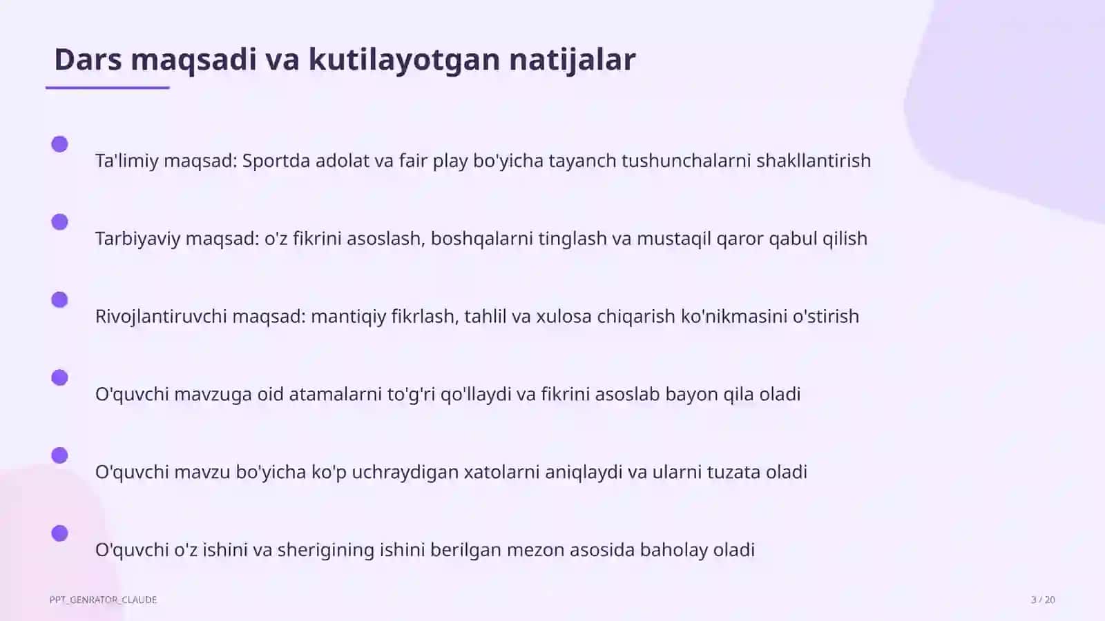 Sportda adolat va fair play (10-sinf) 3