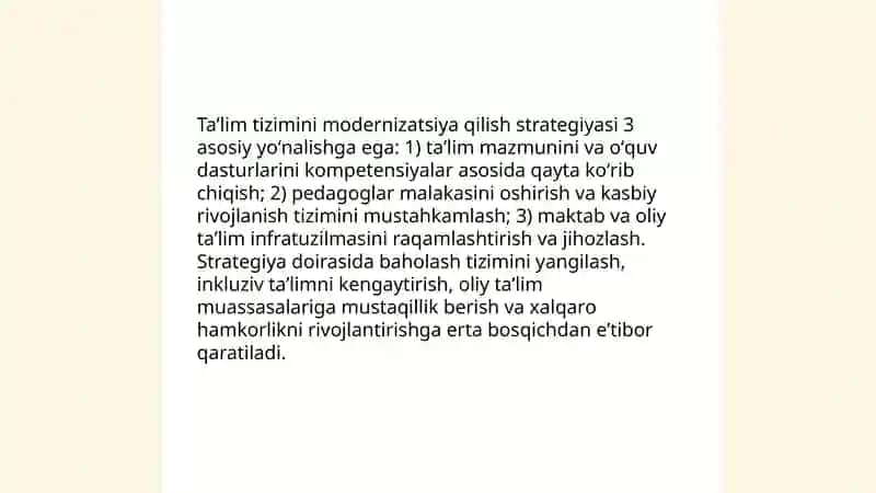 Taʼlim tizimini modernizatsiya qilish strategiyasi 3