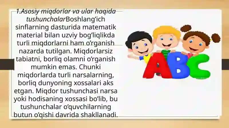 Asosiy miqdorlar va ularning birliklari bilan tanishtirish metodikasi 3