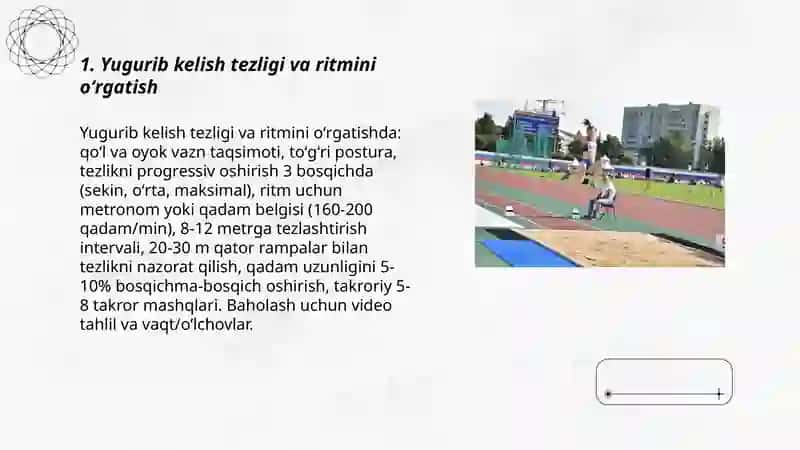 Yengil atletika: yugurib kelib uzunlikka sakrash texnikasini oʻrgatish 3