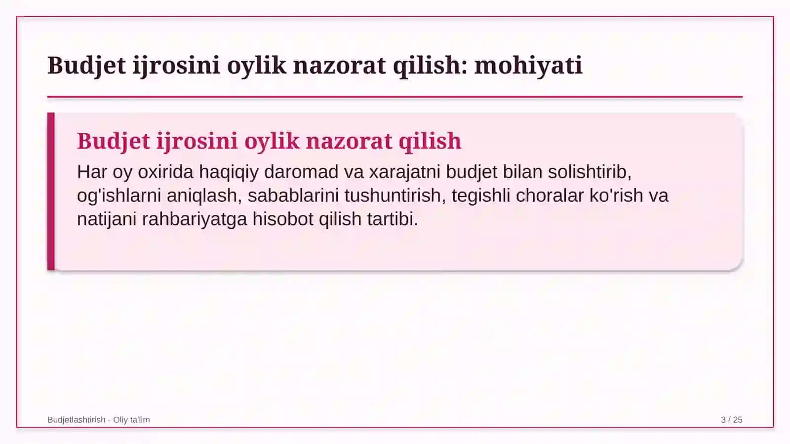 brokerlik kompaniyalarida budjet ijrosini oylik nazorat qilish 8168 3
