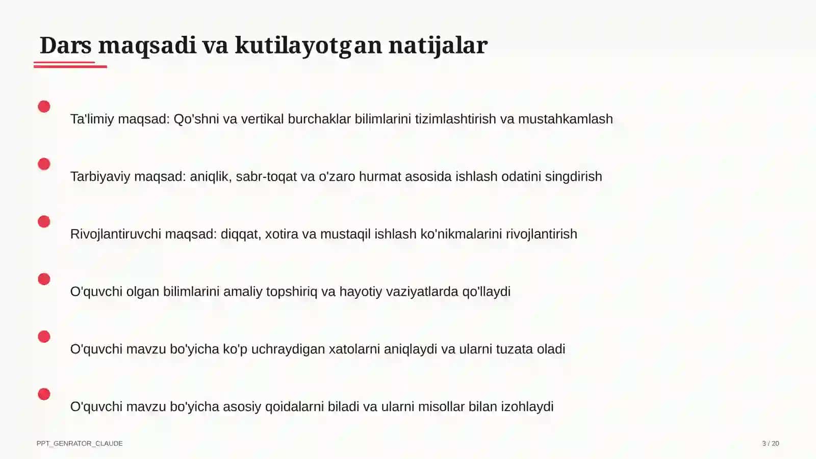 Qo'shni va vertikal burchaklar (7-sinf) 3