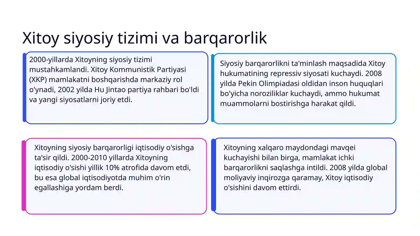 Xitoy: siyosiy barqarorlik, global aloqalar 3