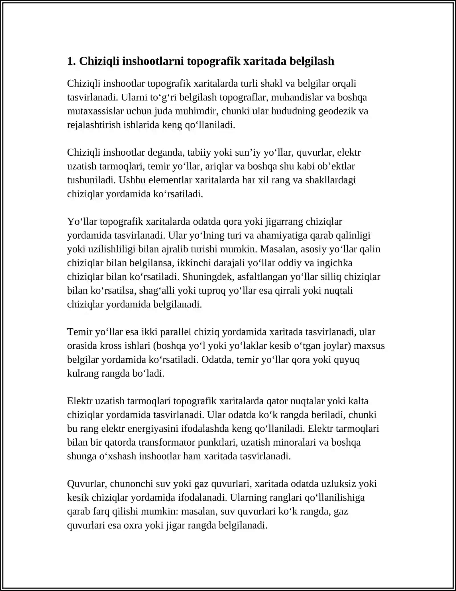 CHIZIQLI INSHOOTLARNI QUTUBLARGA NISBATAN TOPOGRAFIK XARITADA ORIENTIRLASH 3