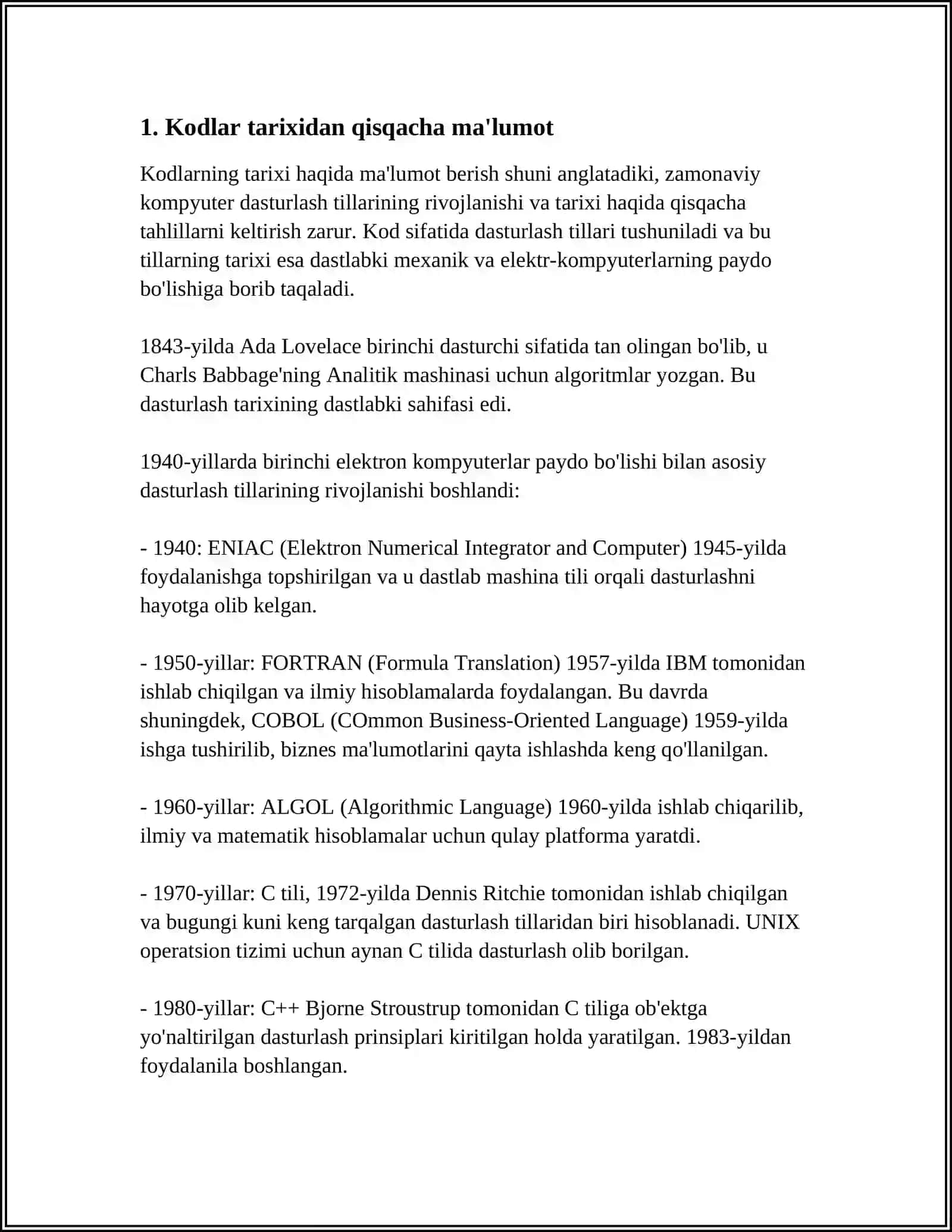 Mavzu: KODLAR HAQIDA 3