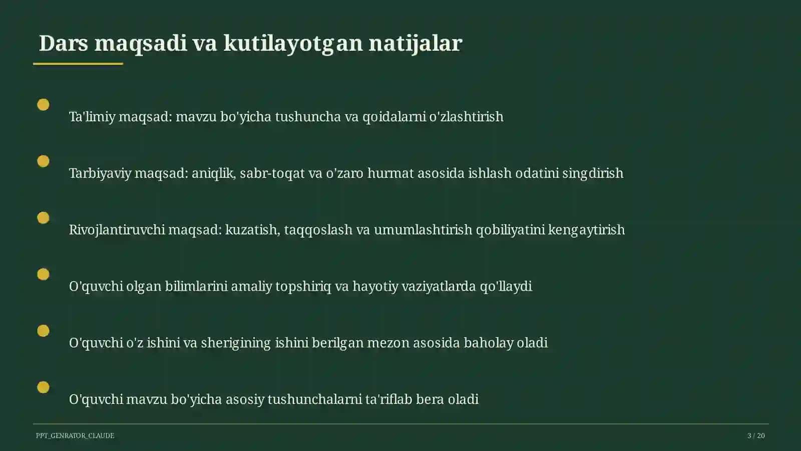 Dars rejasi 3