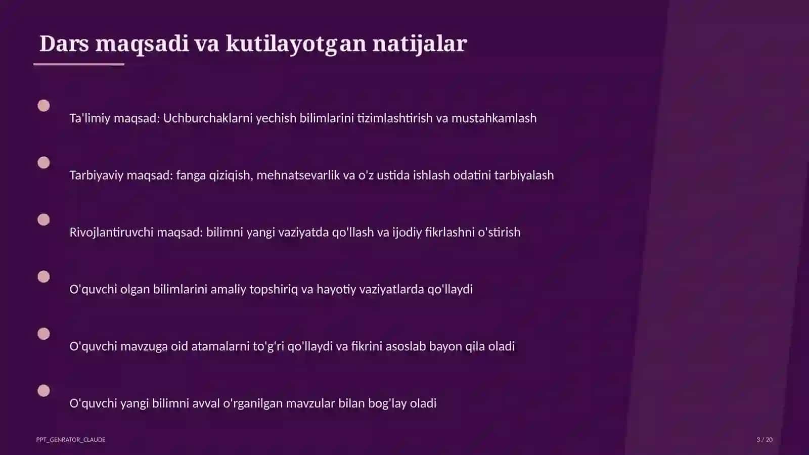 Uchburchaklarni yechish (9-sinf) 3