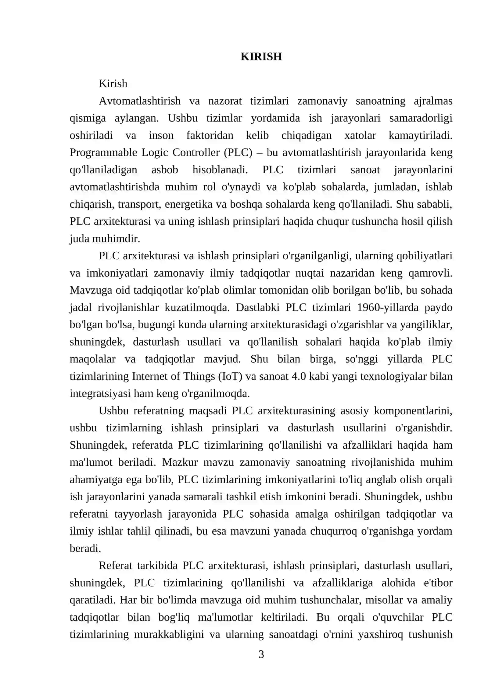 PLC arxitekturasi va ishlash prinsipi 3