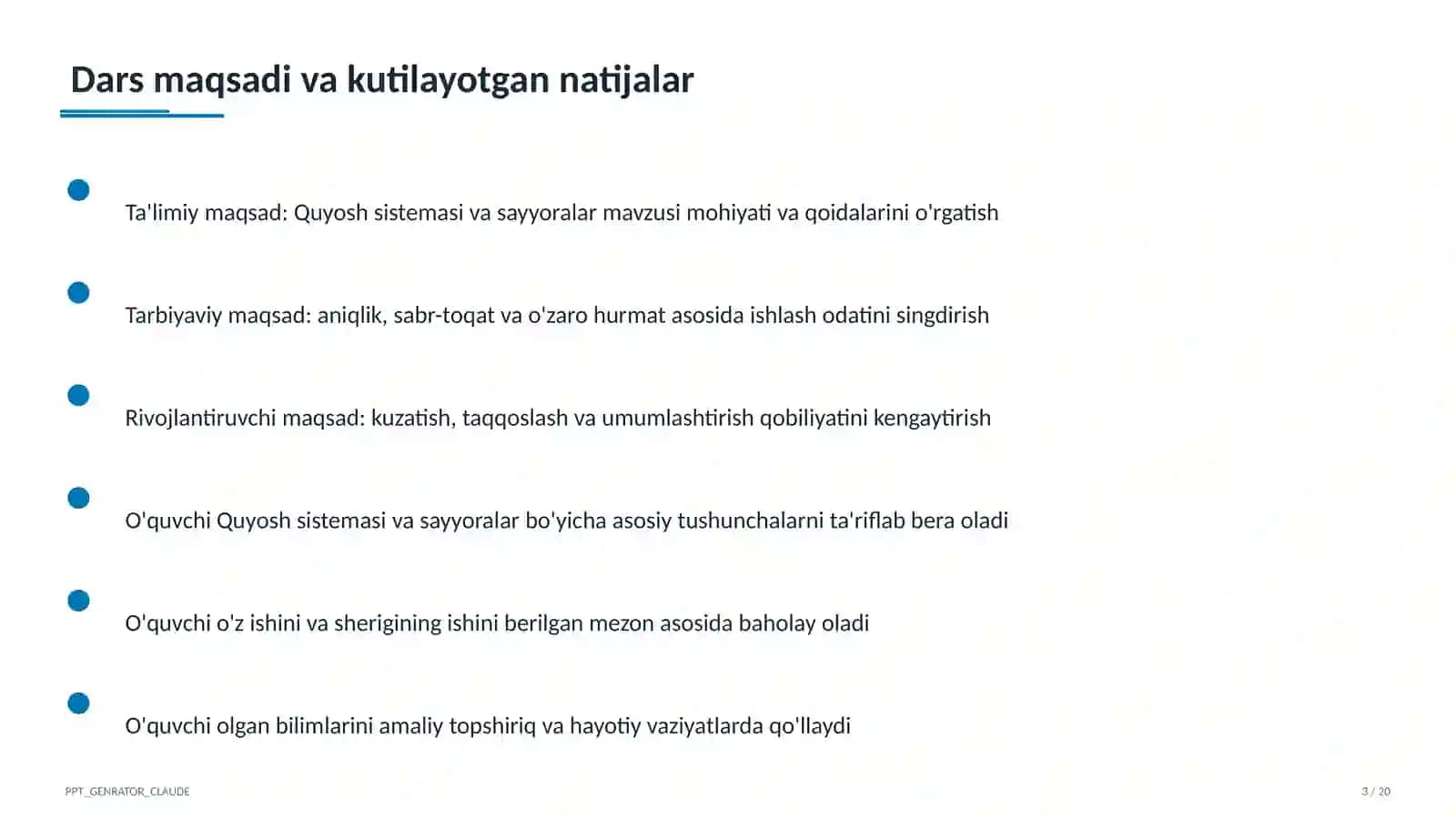 Quyosh sistemasi va sayyoralar (4-sinf) 3
