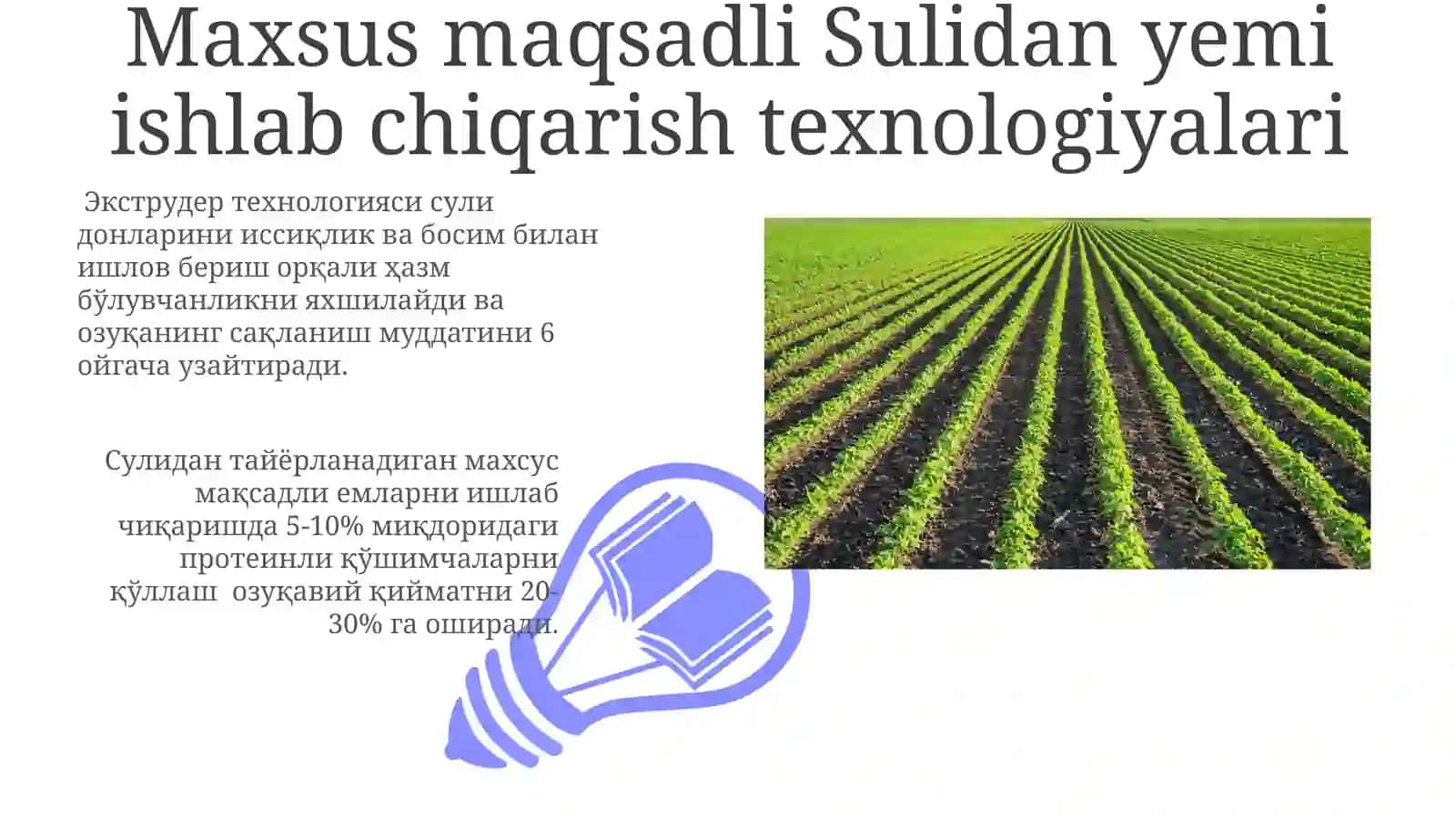 Maxsus maqsadli Sulidan yemi ishlab chiqarish texnologiyalari 3