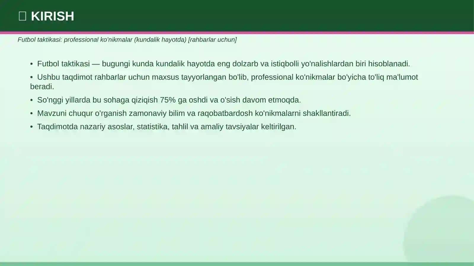 Futbol taktikasi: professional ko'nikmalar (kundalik hayotda) [rahbarlar uchun] 3
