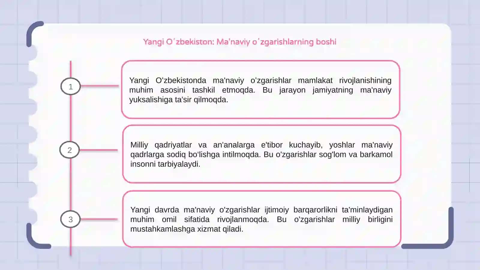 Yangi Oʻzbekistonda amalga oshirilayotgan ma'naviy oʻzgarishlar 3
