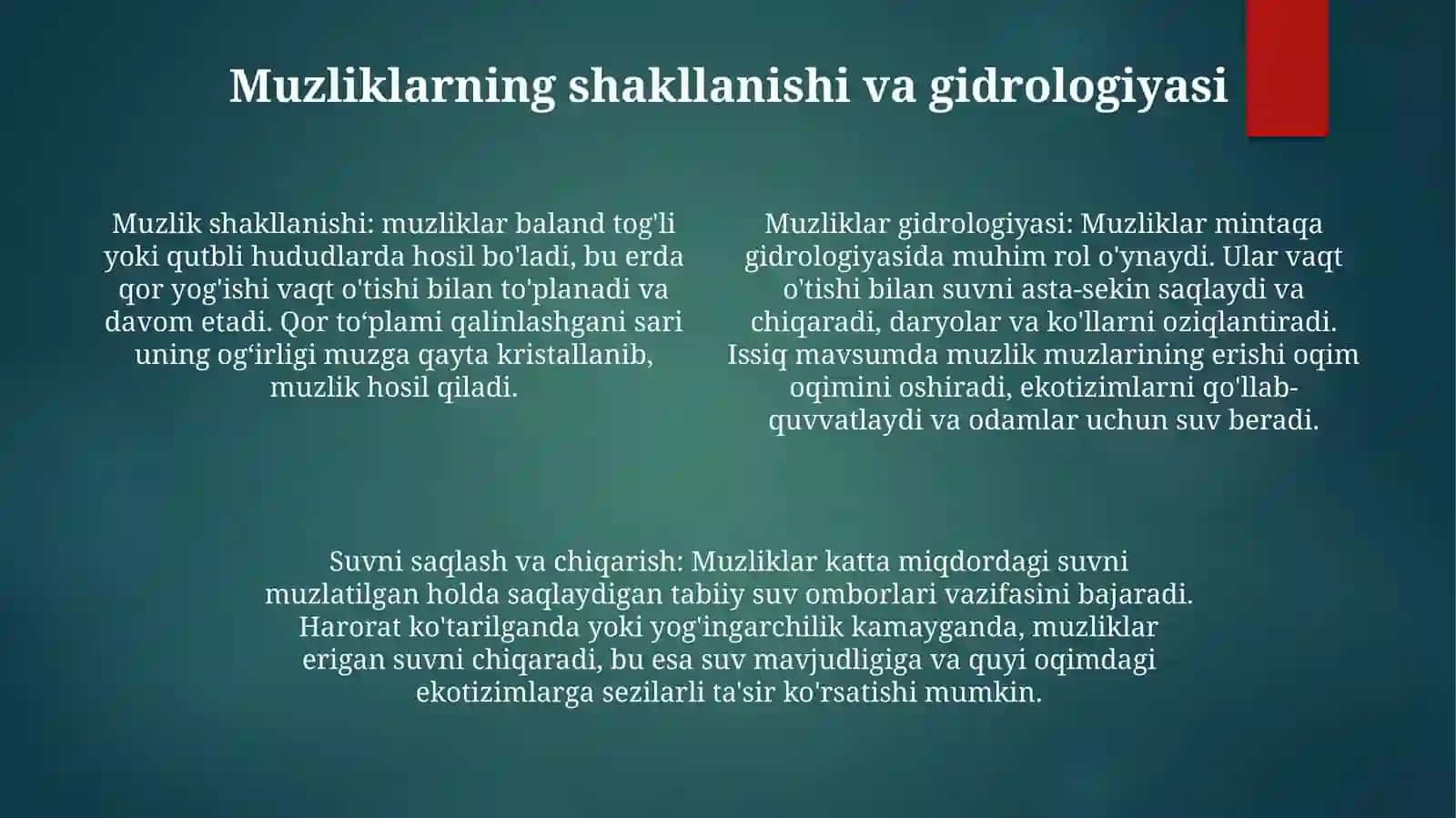 Muzliklarning Gidralogik Ahamiyati 3