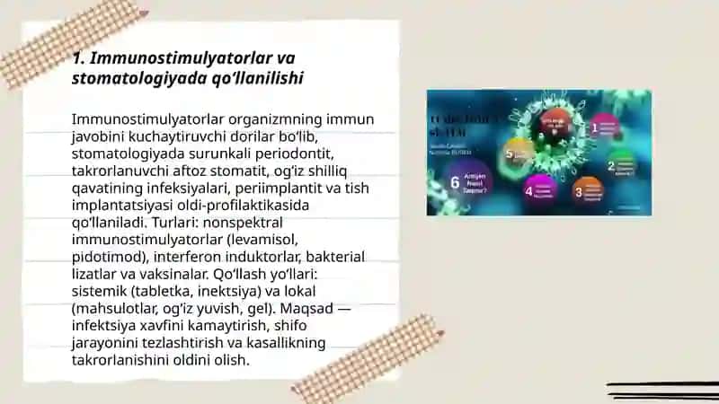Immun tizimiga ta’sir etuvchi vositalar. Stomatologiyada qo‘llanishi 3