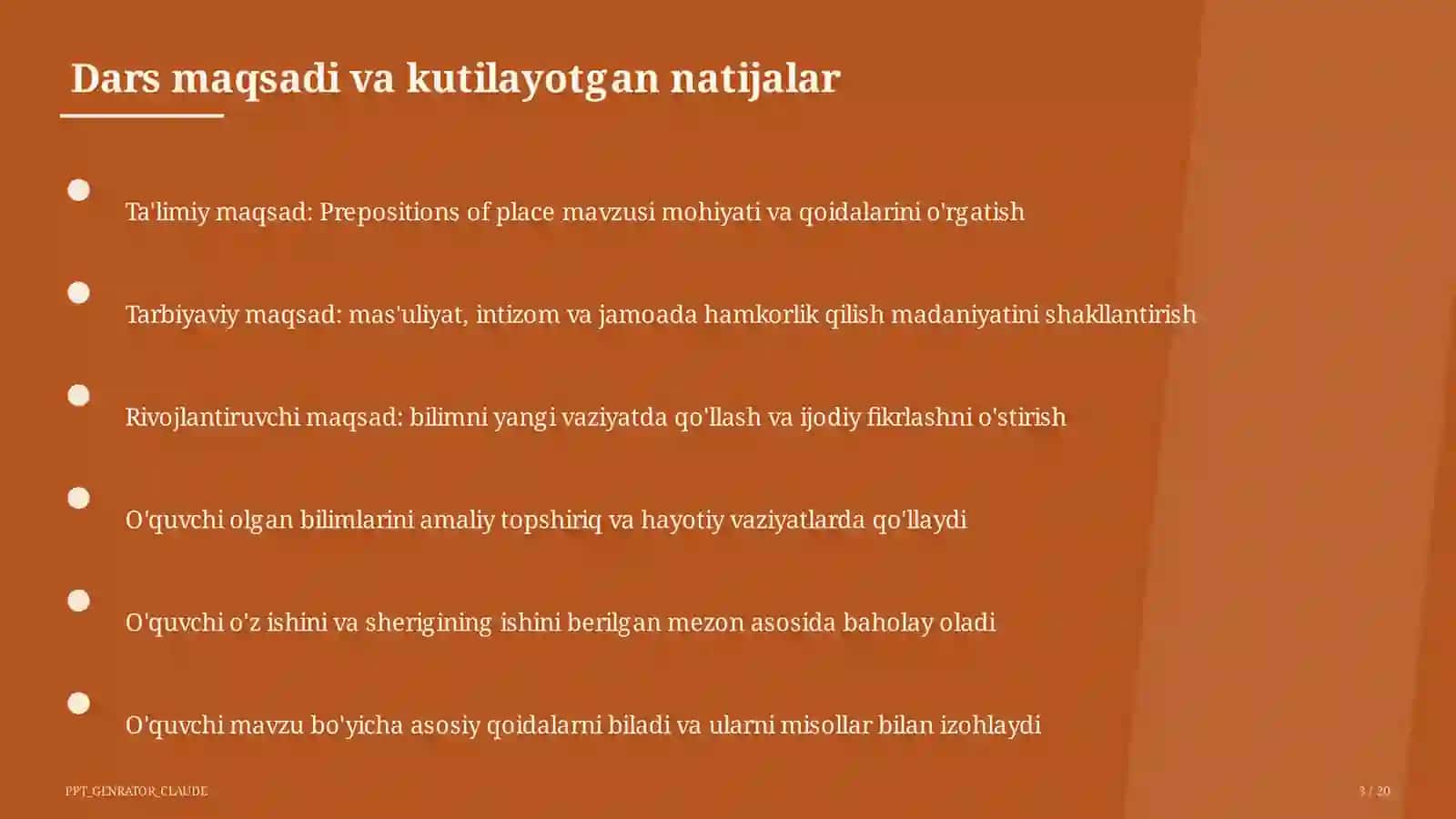 Prepositions of place (4-sinf) 3