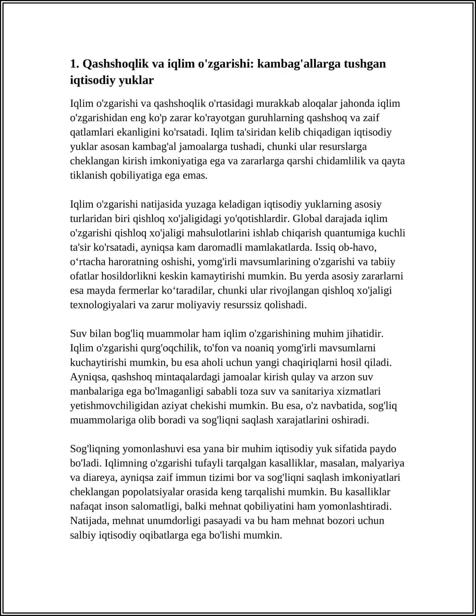 IQLIM O'ZGARISHI KIMGA QIMMATGA TUSHYAPTI 3