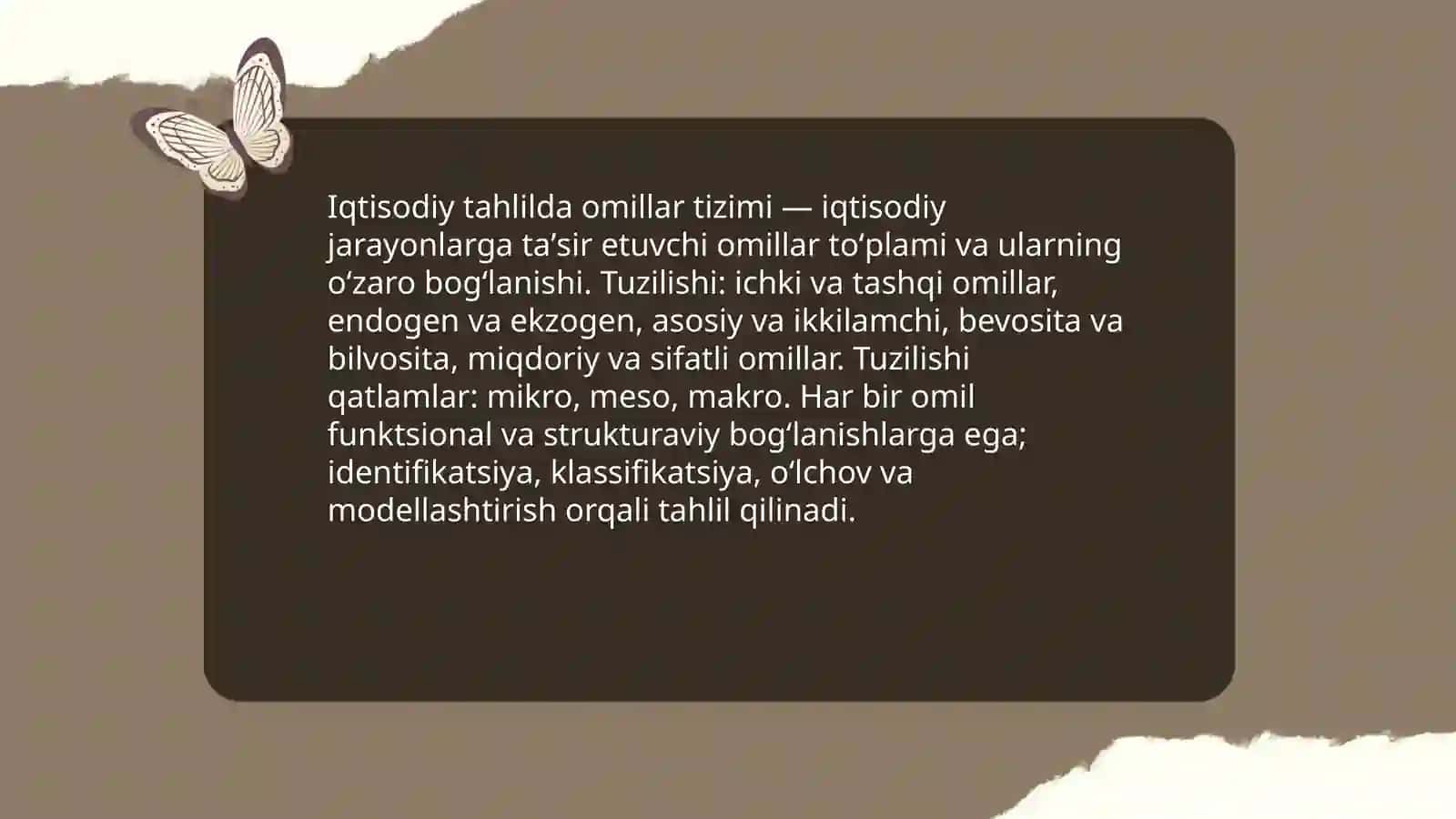 Iqtisodiy tahlilda omillar tizimi hamda modellar, iqtisodiy modellar turlari 3