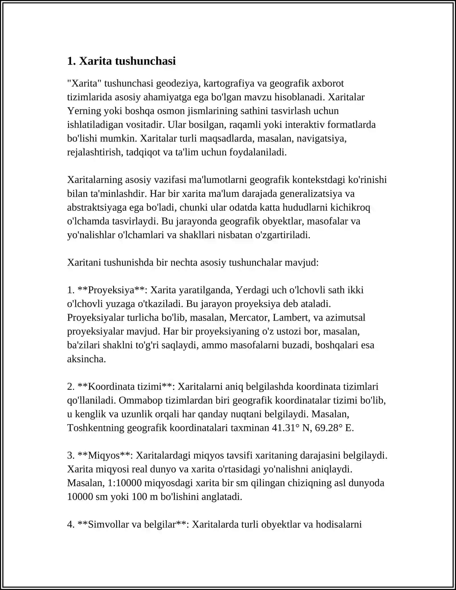 XARITA PLAN, PROFIL XARITALAR KLASSIFIKASIYASI 3