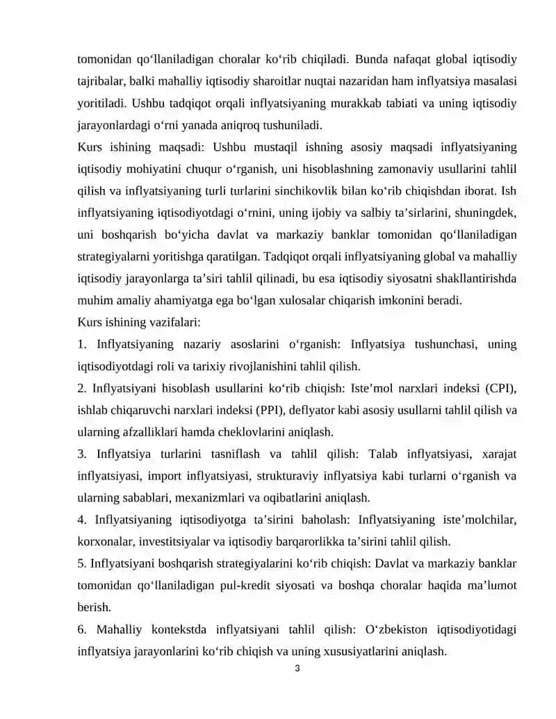 Inflatsiya va uni hisoblash usullari. Inflatsiya turlari 3