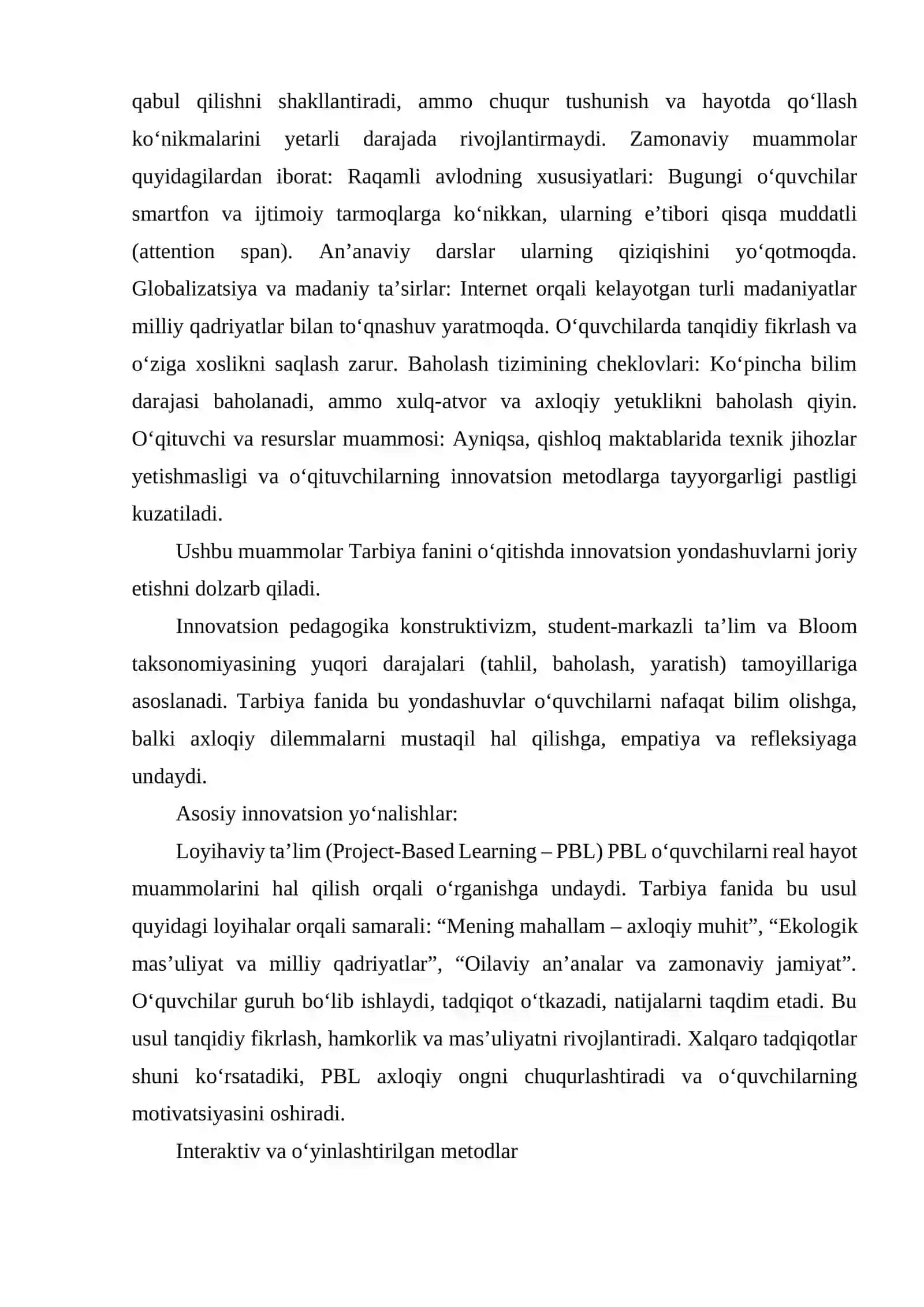 TARBIYA FANINI O'QITISHDA INNOVATSION YONDASHUV 3