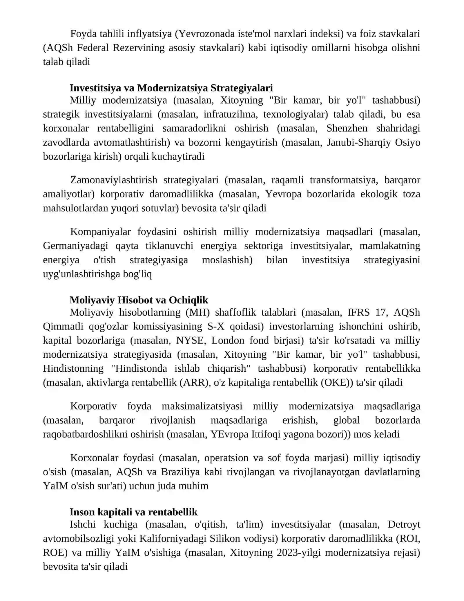 Mamlakatni modernizatsiyalash sharoitida korxona foydasi va uni maksimallashtirish yoʻllari 3
