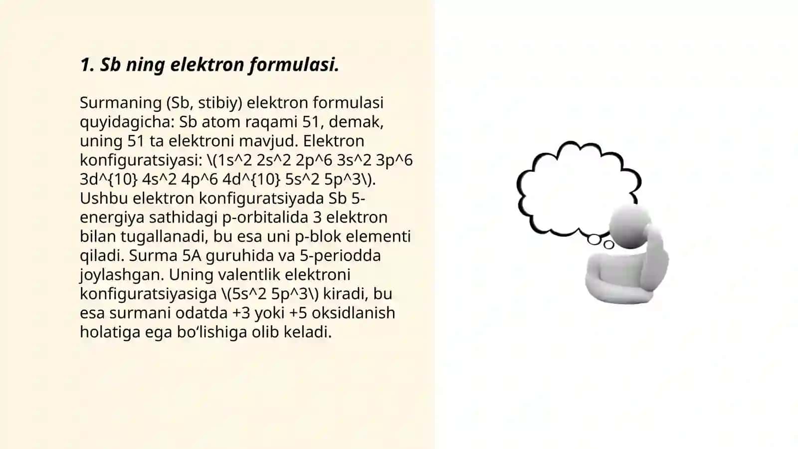 Sb ning elektron formulasi 3