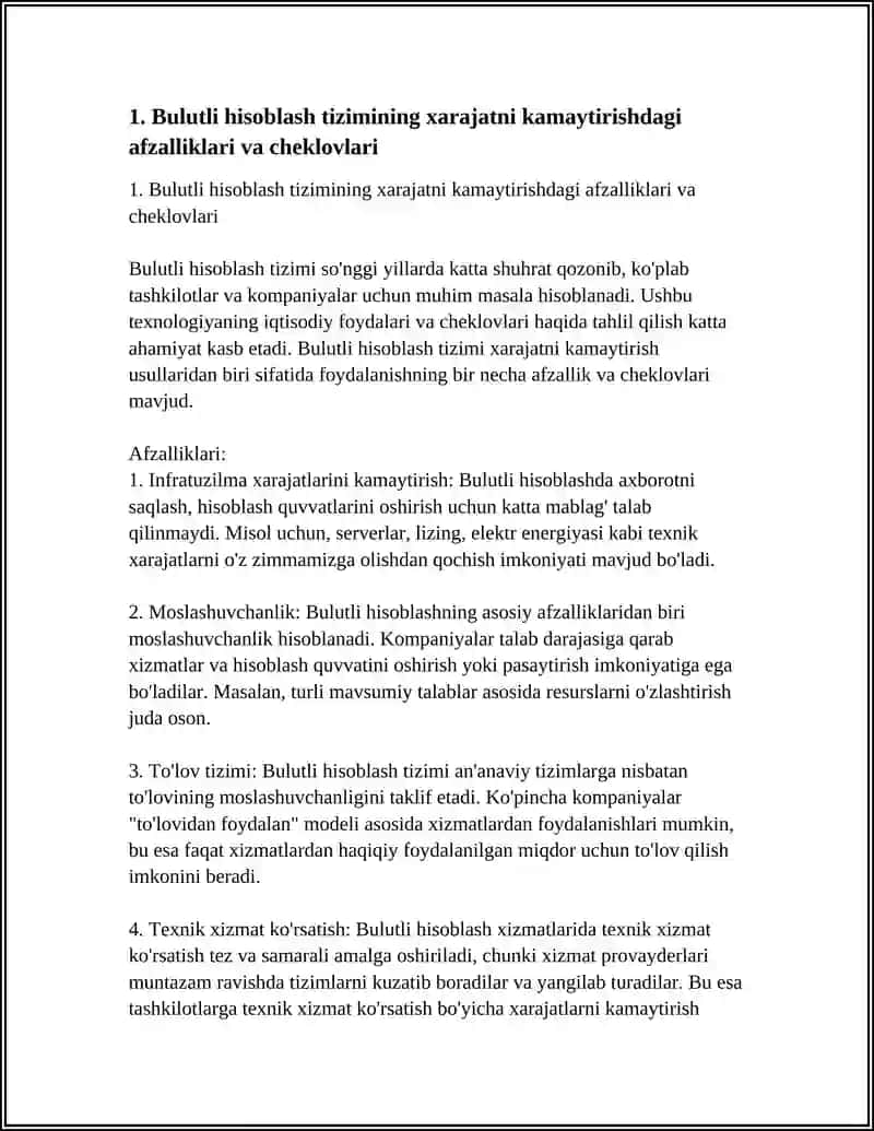 Bulutli Hosoblash Tizimining Afzalligi va Kamchiligi 3