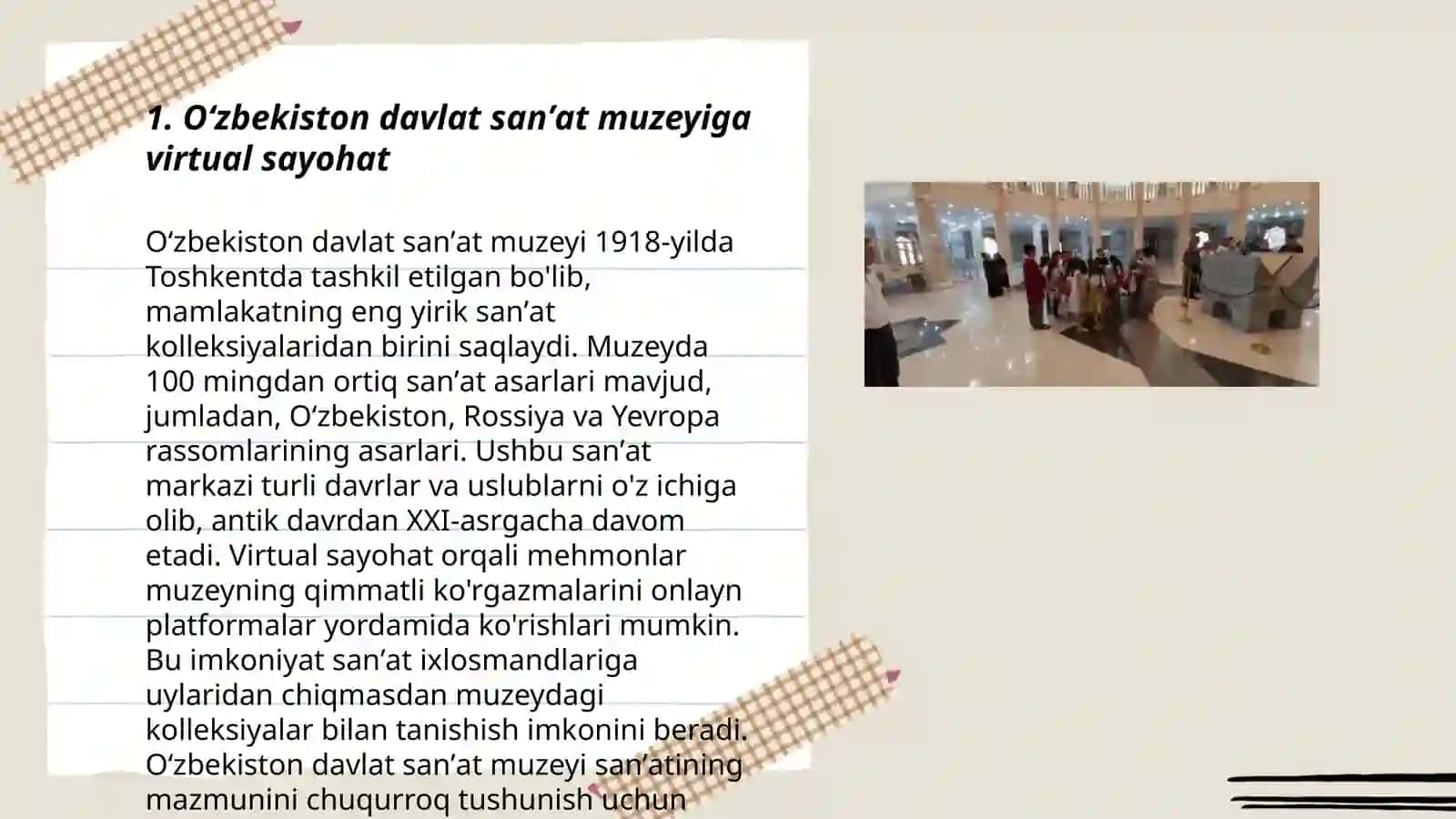 Oʻzbekiston davlat sanʼat muzeyiga virtual sayohat 3