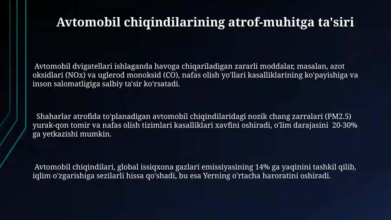 Avtomobil transporti va atrof muhit muxofazasi 3