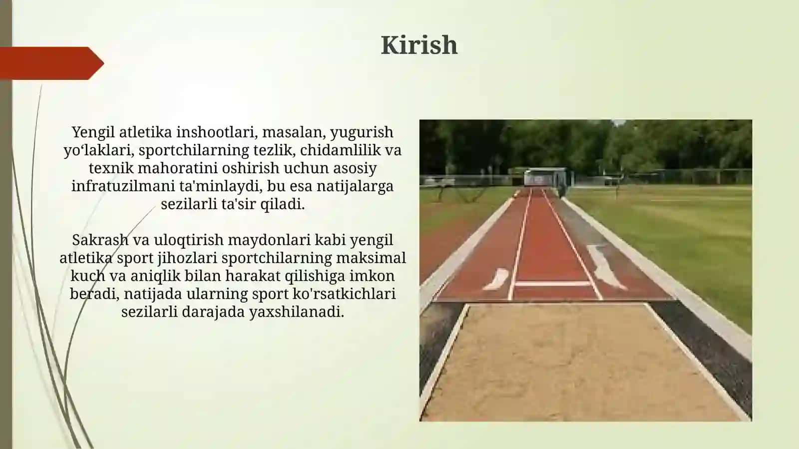 Yengil atletika bo yicha sport inshoatlari,jihozlari va ularniishlatish 3