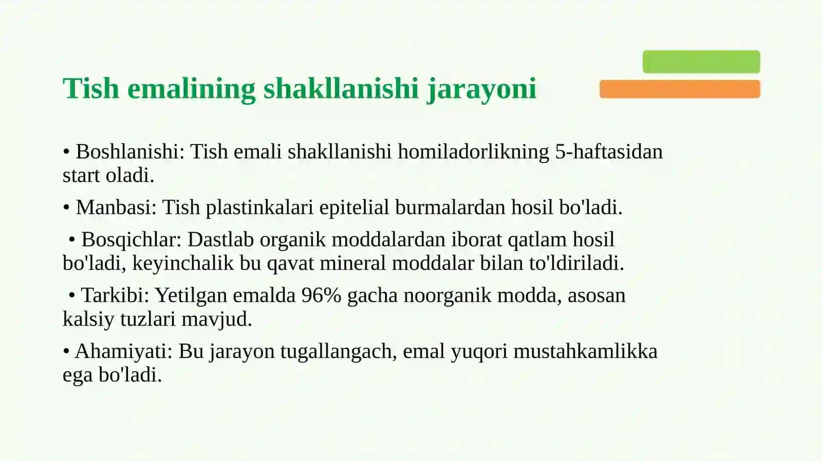 Tish emalining shakllanishi va minerallashuv bosqichlari 3
