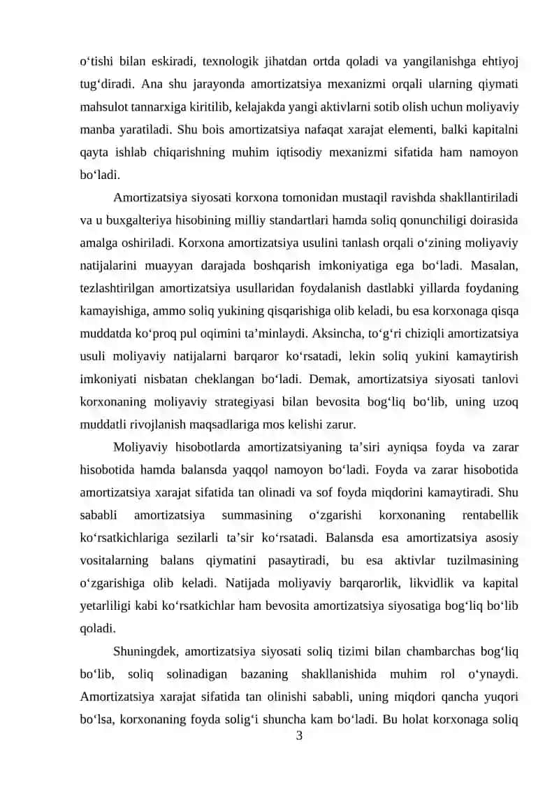 AMARTIZATSIYA SIYOSATININGMOLIYAVIY XOSOBOT KOʻRSATKICHLARIGA TAʼSIRI 3