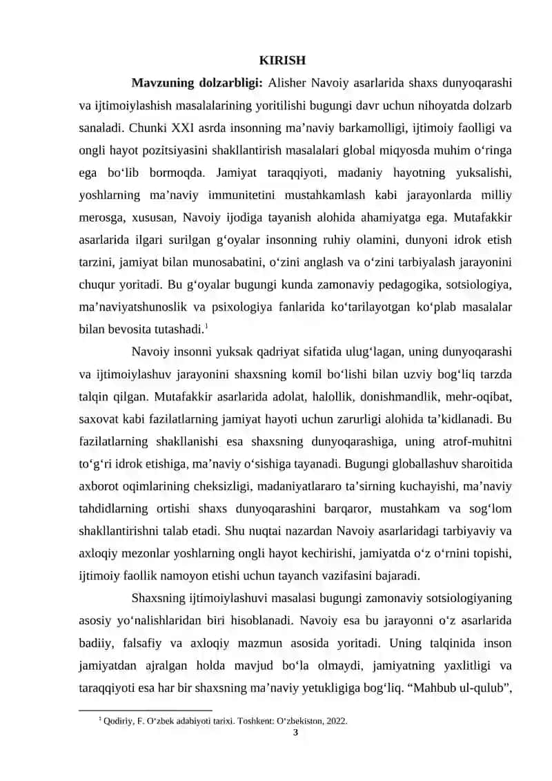 Alisher Navoiy asarlarida shaxs dunyoqarashi va ijtimoiylashish masalalarining yoritilishi 3