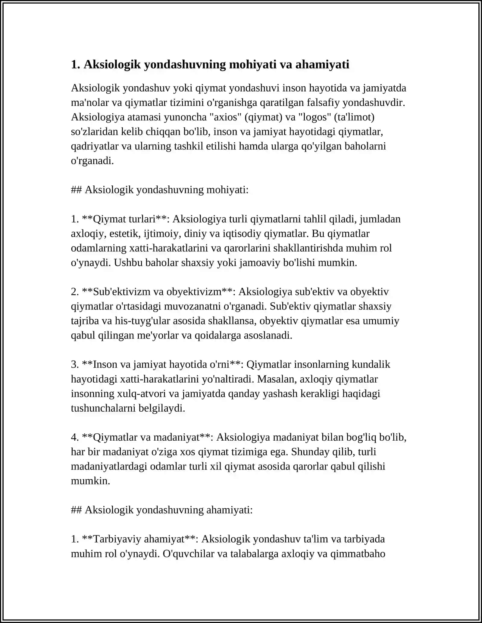 Мavzu: "TARBIYA "FANINI OʻQITISH JARAYONIGA AKSIOLOGIK, TEXNOLOGIK YONDASHUVLAR VA ULARGA TAVSIF 3