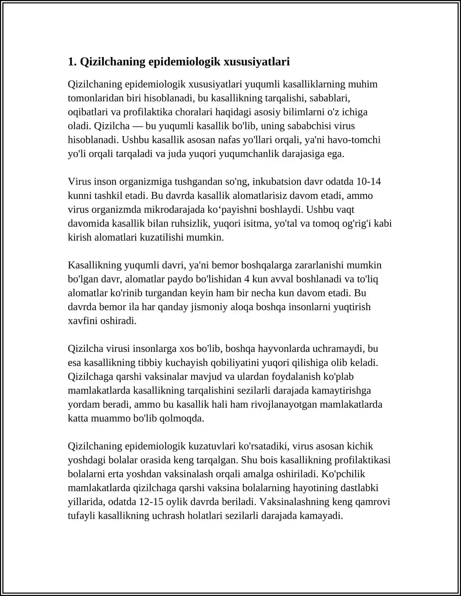 QIZILCHANING EPIDEMIOLOGIYASI,PRAFILAKTIKASI VA EPIDEMIOLOGIK NAZORATI 3