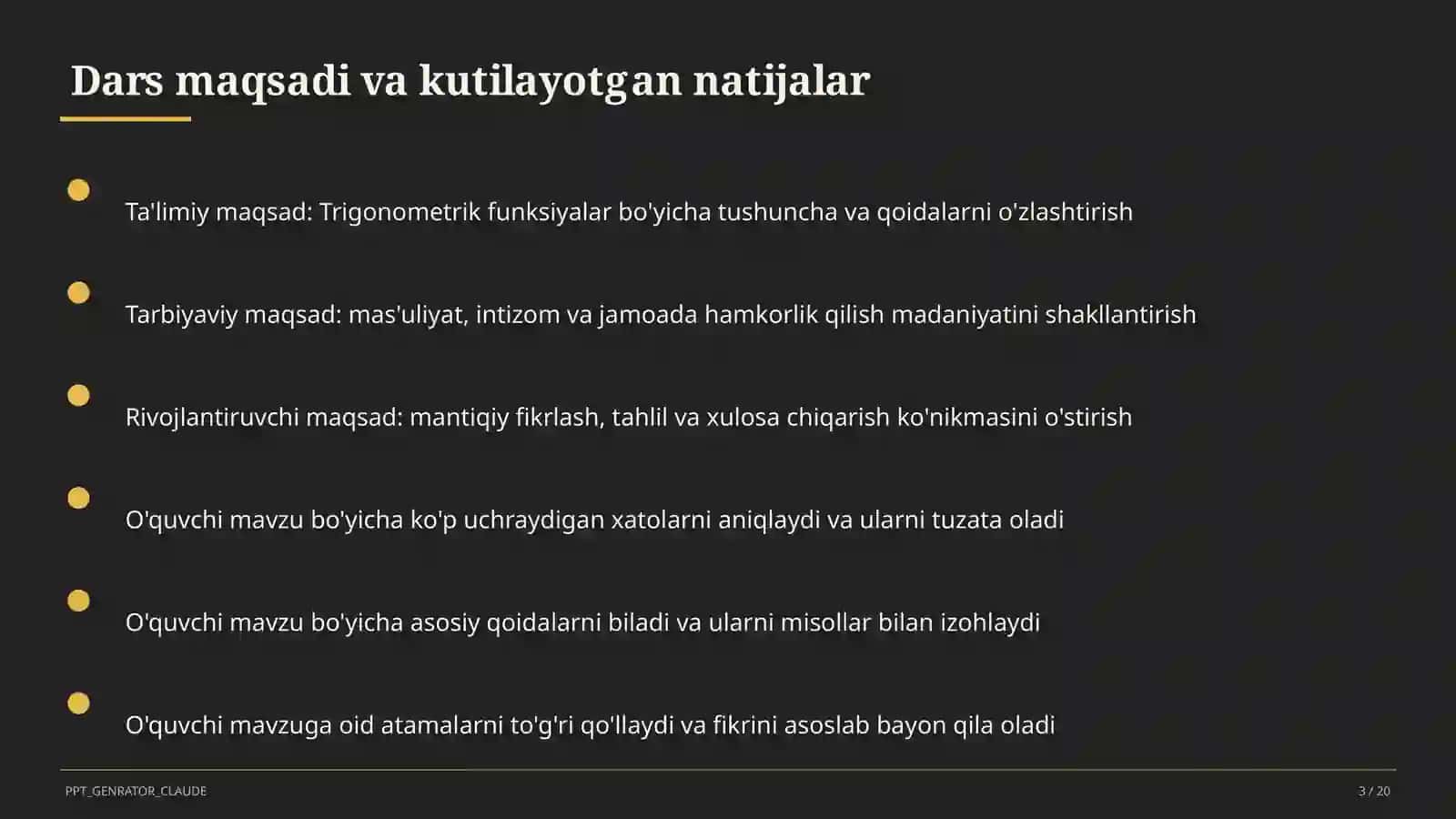 Trigonometrik funksiyalar (10-sinf) 3