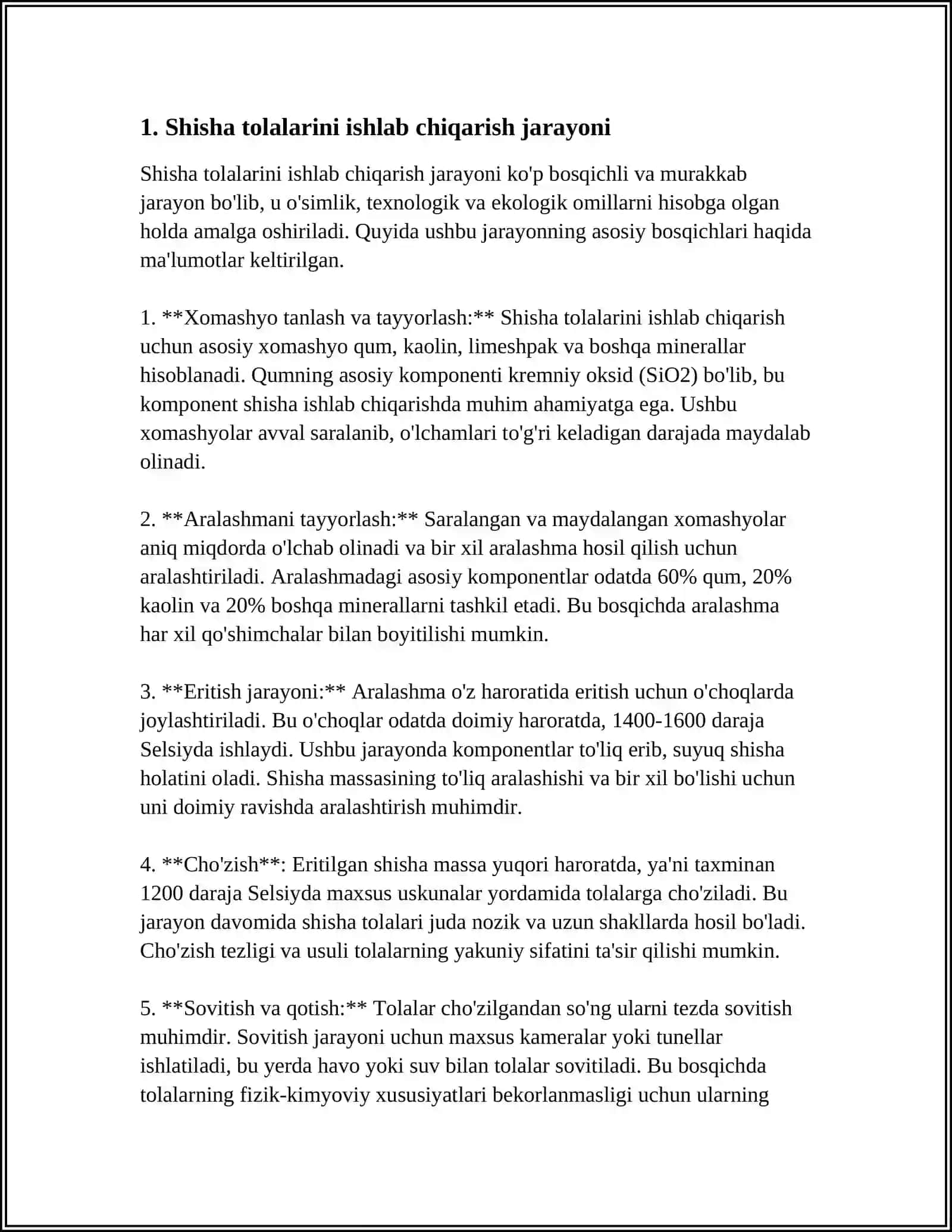 SHISHA VA METALL TOLALARINI OLISH VA QAYTA ISHLASH USULLARI 3