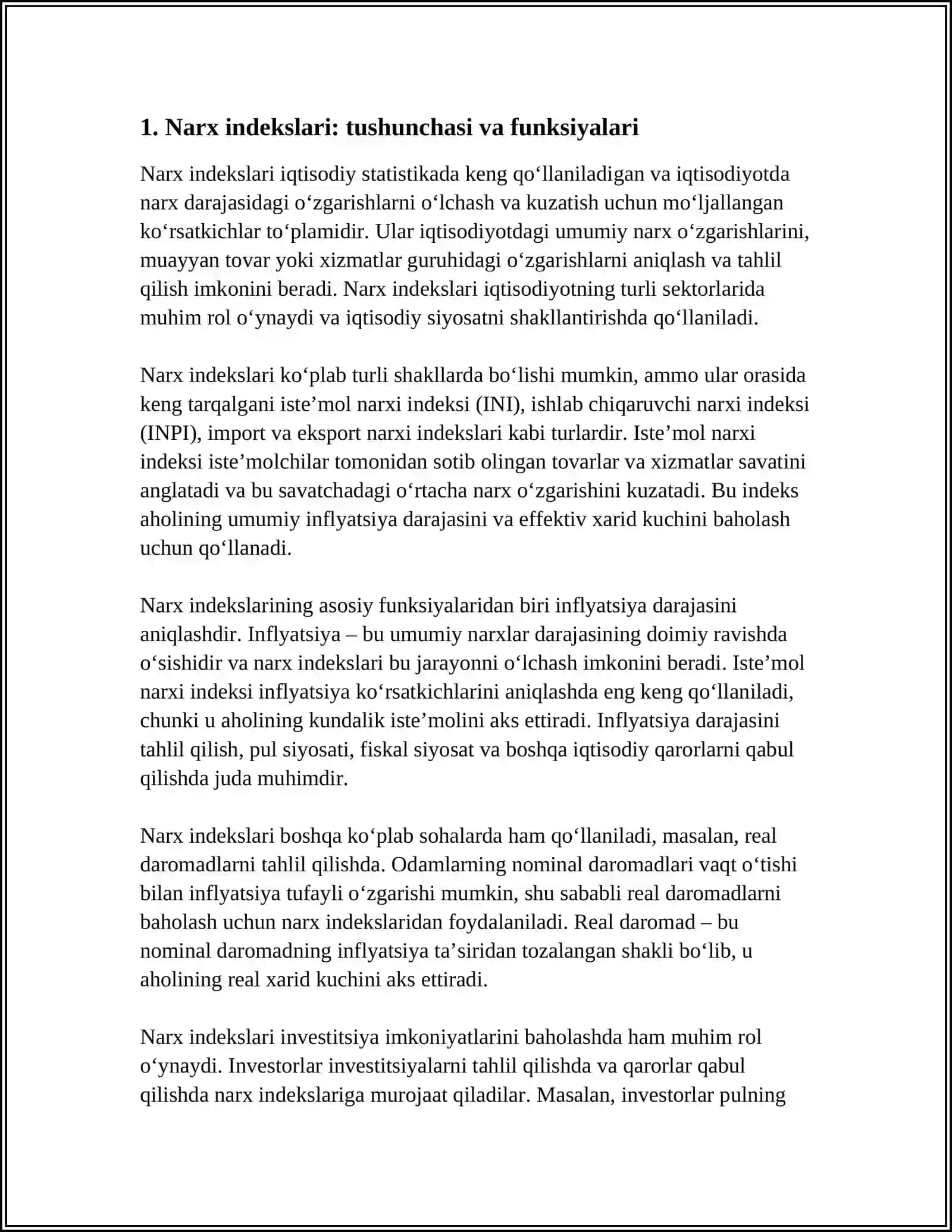 NARX INDEXSLARI VA ULARNINIG IQTISODIY AHAMYATI 3