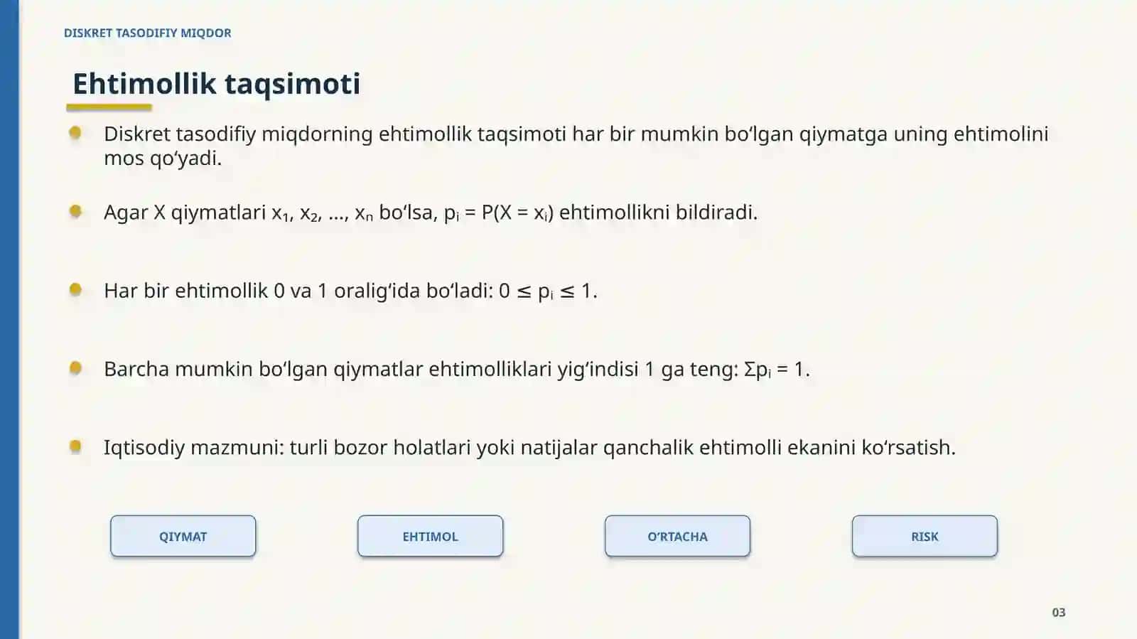 Diskret tasodifiy miqdor 3