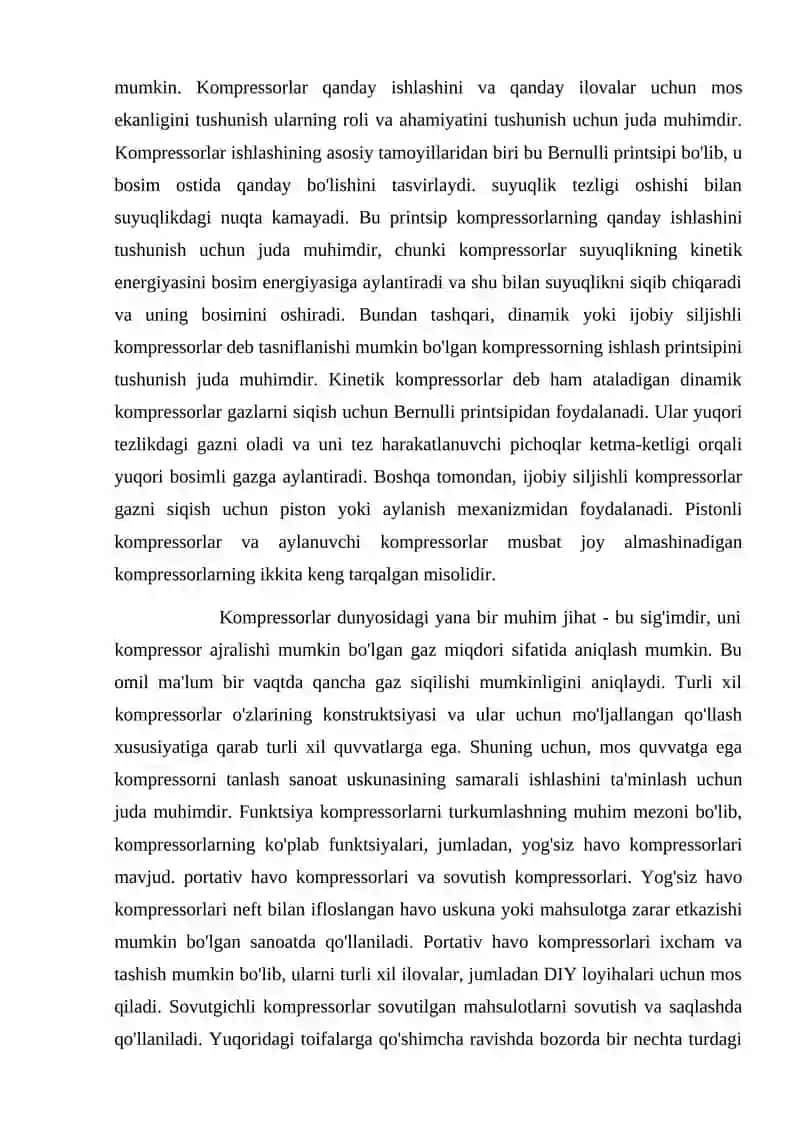 Kompressorlar va ularning tasnifi 3