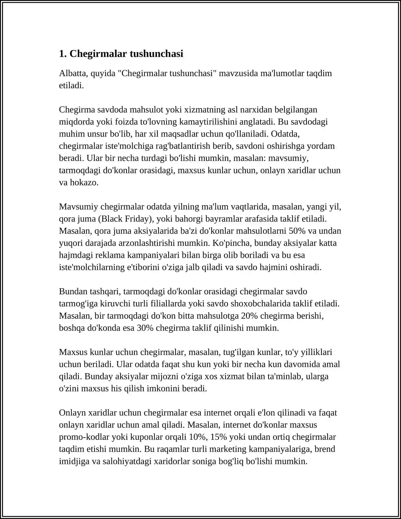 MUSTAQIL ISH Mavzu: CHEGIRMALAR. CHEGIRMALAR HAQIDA ASOSIY TEOREMALAR (KOSHI TEOREMASI), CHEGIRMALAR YORDAMIDA ANIQ INTEGRALNI HISOBLASH 3