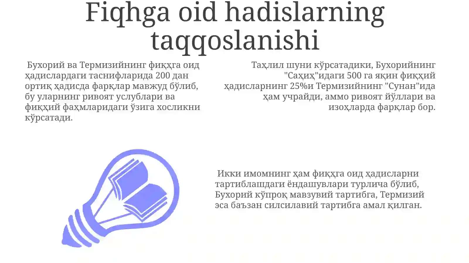 Imom Buxoriy va Imom Termiziyning hadis ilmiga qo‘shgan hissasi 3